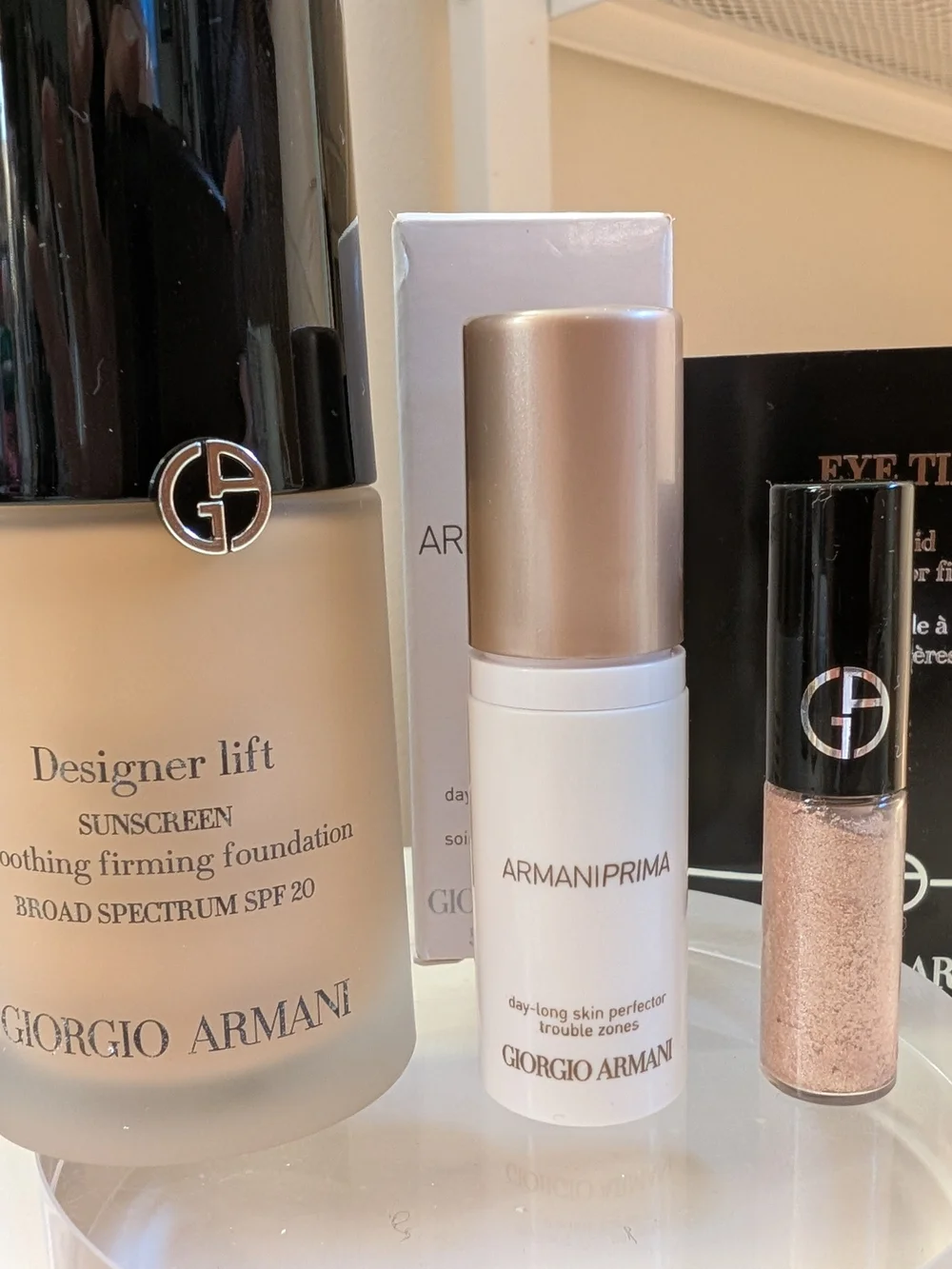 BNIB Armani Designer Lift #4 + Prima skin perfector+ Eye Tint #12 Mini Bundles